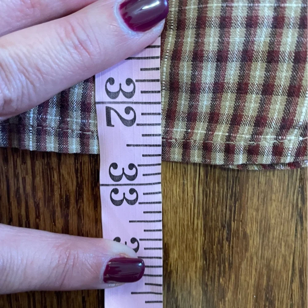 Columbia Long Sleeved Button Down Shirt Burgundy Tan Plaid Size XXL